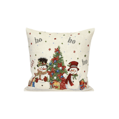 Gobelin Kerst Kussen Sneeuwpoppen 45x45 cm