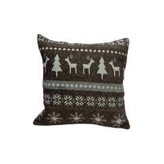 Nordic Kerst Kussen Bruin 45x45 cm | Natuurlijke Kerstsfeer