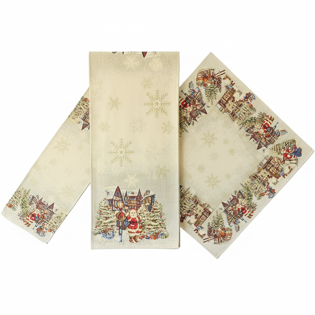 Gobelin Tafelloper Klassiek Kerstdorp