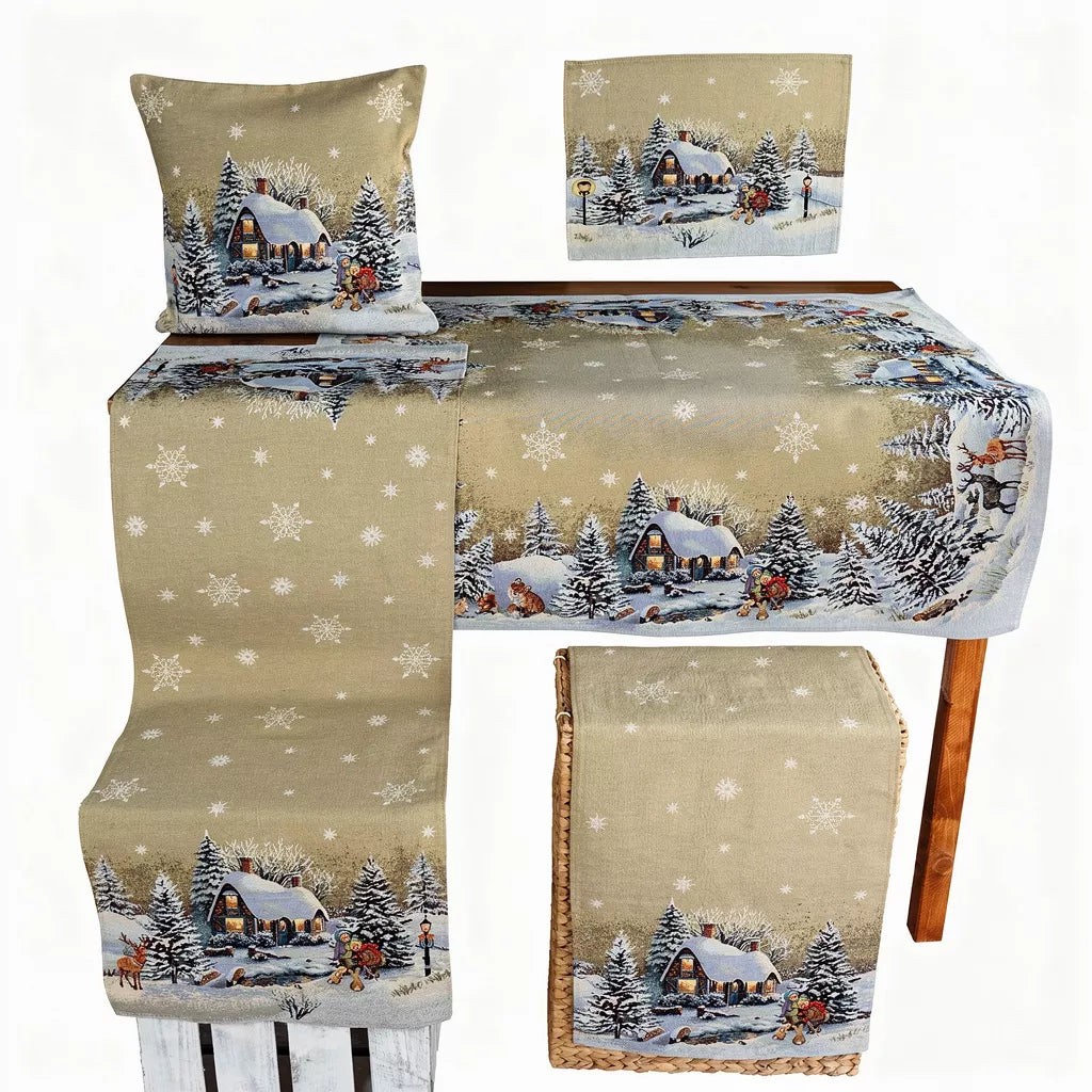 Gobelin Chalet Kerst Tafelloper / Tafelkleden
